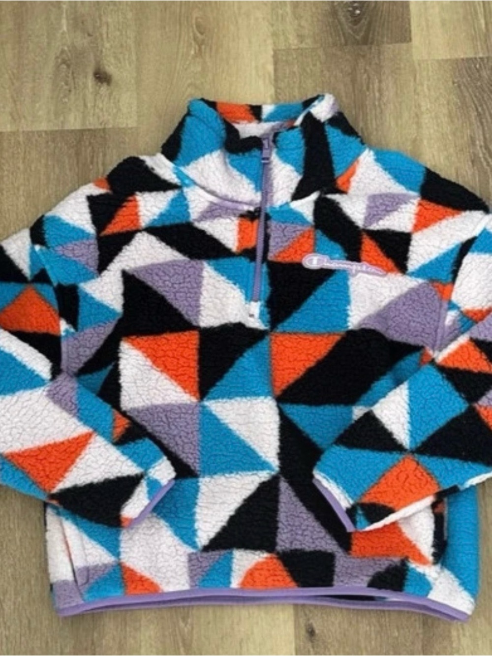 Champion Women’s Geometric Sherpa Pullover - Blue/Orange/Purple/Black/White